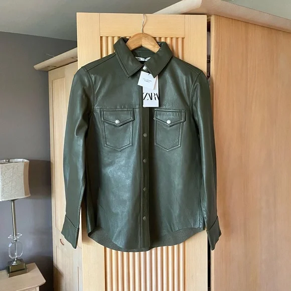 Zara leather over shirt jacket - Picture 3 of 5